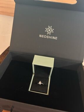 Silver Pear-Cut Solitaire Ring with moissanite Stone - Silver